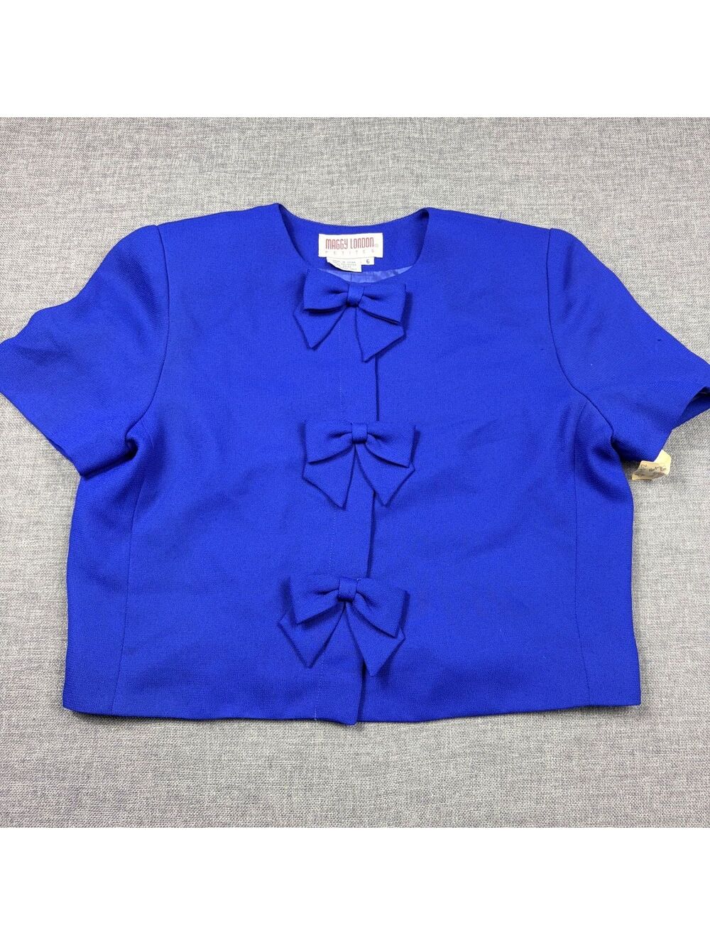 Maggy London Petite Royal Blue Bow Accent Blazer Jacket Size 6